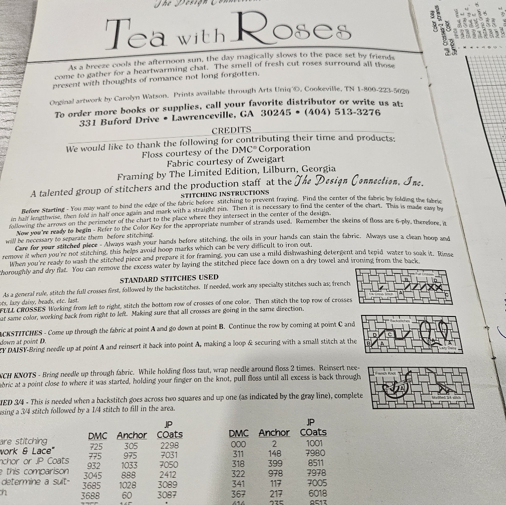 The Design Connection Tea With Roses Counted Cross Stitch Charted Design Leaflet - Picture 11 of 16